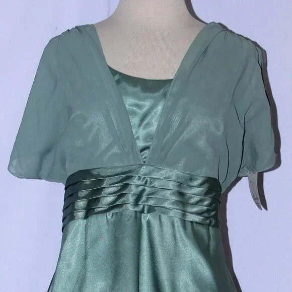 Cindy USA #1104 Chiffon and Satin Mother of the Bride-Size 4X-SEA GREEN-NWTags - Picture 4 of 5
